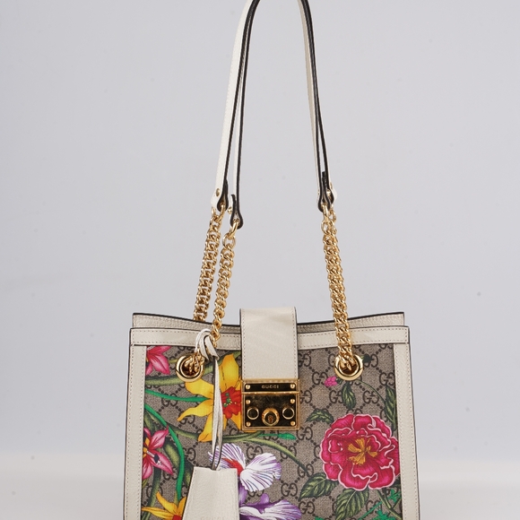 GUCCI OPHIDIA FLORA DUAL CHAIN SHOULDER BAG